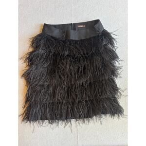J. McLaughlin Melina black Ostrich feather mini‎ skirt holiday sexy date night 2
